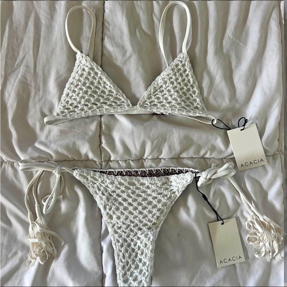 acacia swimwear White Crochet Bikini Set